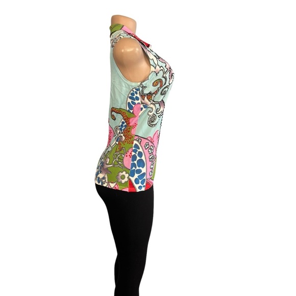 90's Vintage Alberto Makali Sequined Sleeves Top Blue - Picture 5 of 8